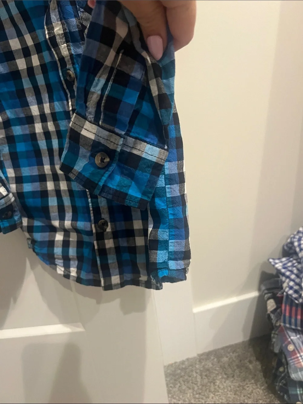 Carter's Blue and Black Plaid Button-Down Shirt